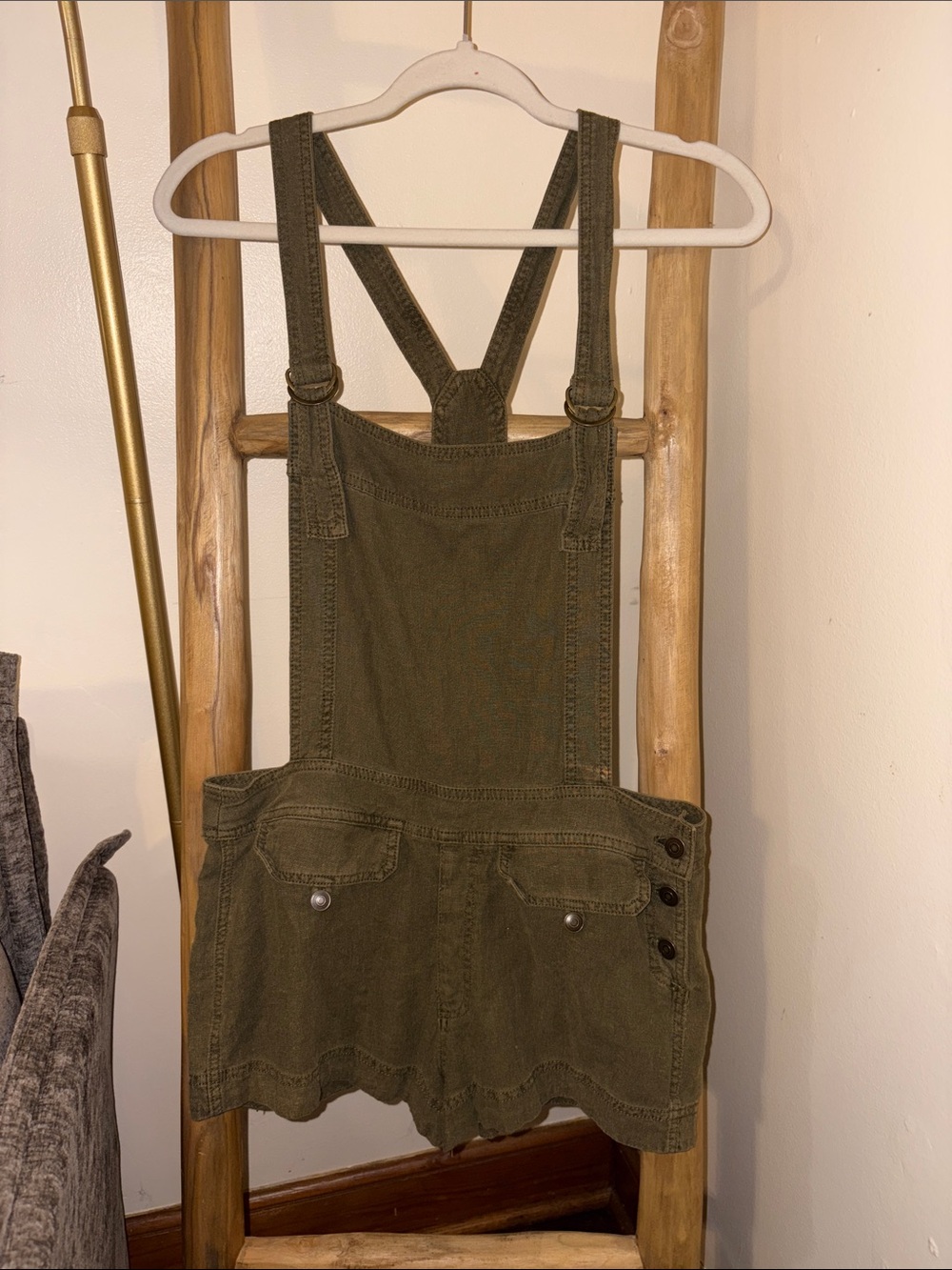 Free People Olive Green Overalls